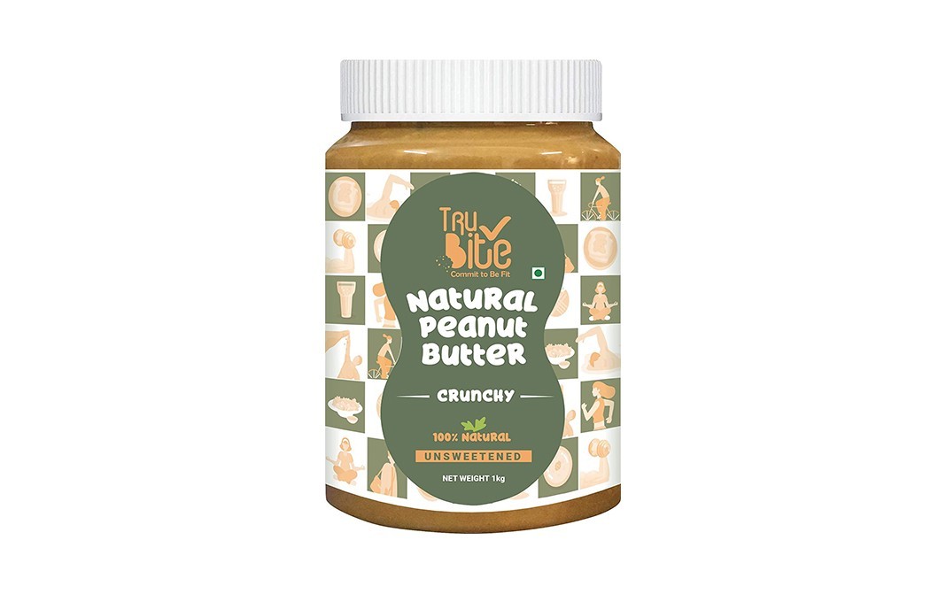 Trubite Natural Peanut Butter Crunchy Unsweetened   Plastic Jar  1 kilogram